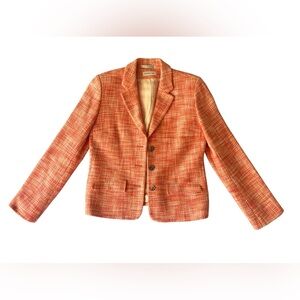 Bernard Zins Tweed Blazer Womens Size 4 Pink Orange